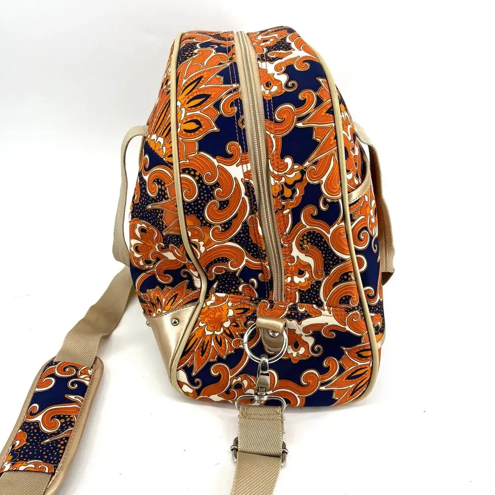 Kathy Van Zeeland orange‎ paisley gold overnight bag